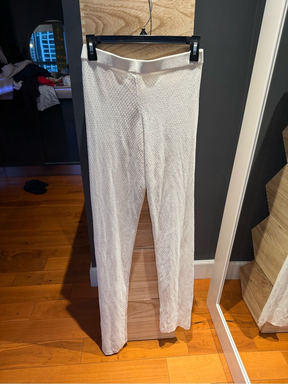 Straight Leg Knit Pants in Cream - Women's
